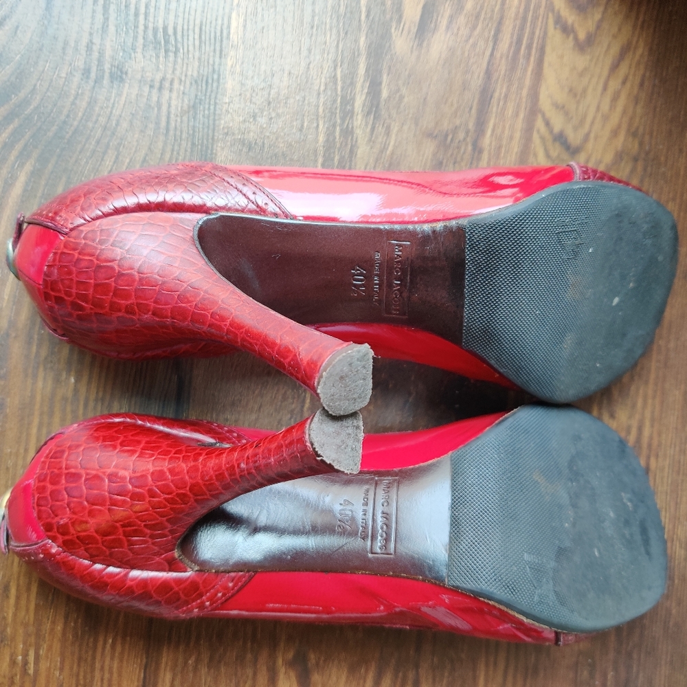Marc Jacobs Red Patent Leather Pumps Heels 10 / 41.5 - Picture 15 of 15
